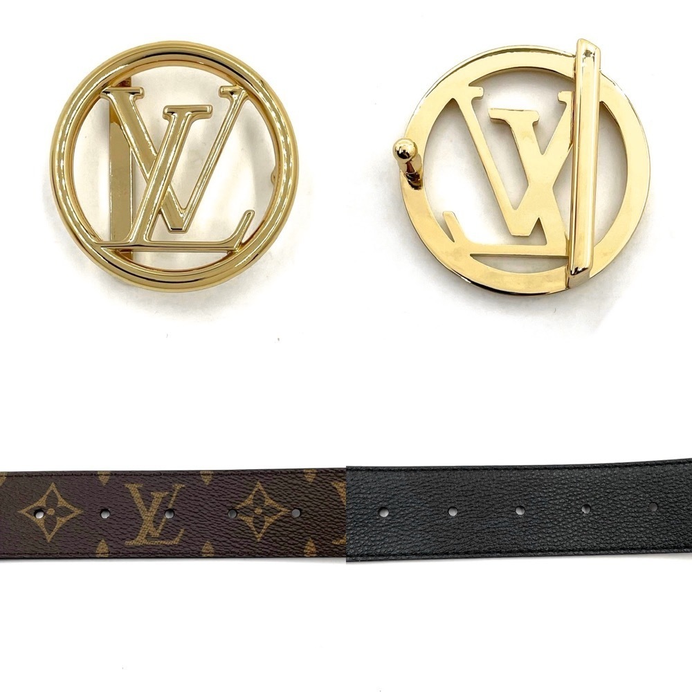 Louis Vuitton Belt Monogram Circle Reversible Accessory Brown Tea Black View 2